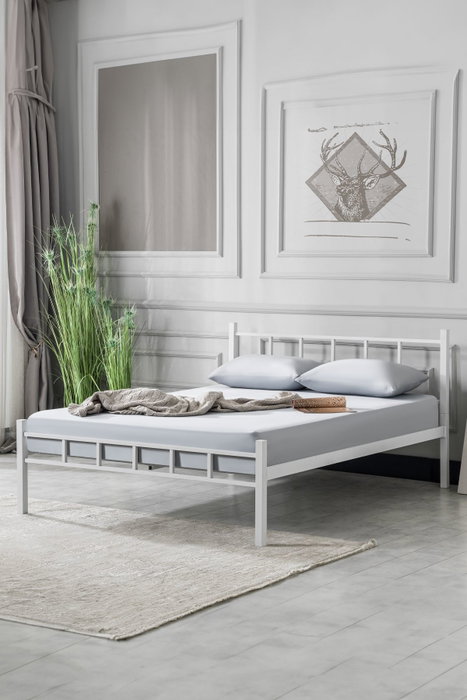 Hanah Home Cama Doble K90 Metal Blanco 120x200 cm
